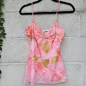 Vintage Y2K Floral Bustier Style Tank Top Pink